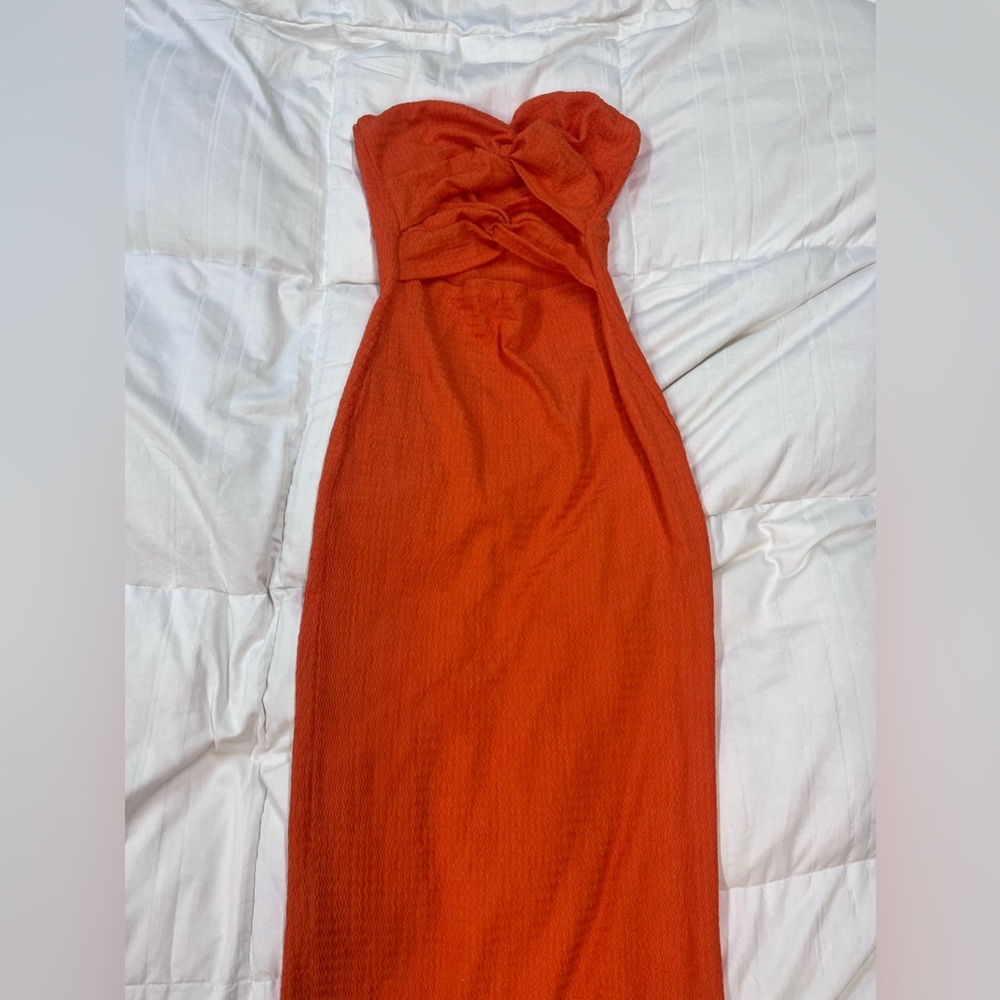 Long orange dress with open front